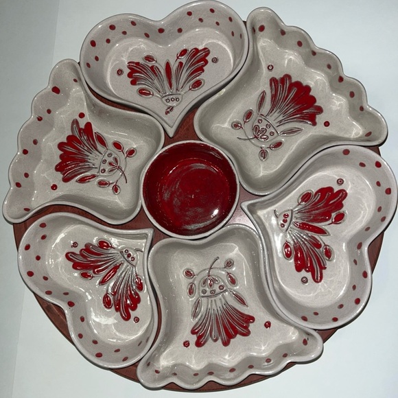 Cleminson's Galagray Ware Hearts & Fans Shape Complete Lazy Susan - Picture 1 of 13